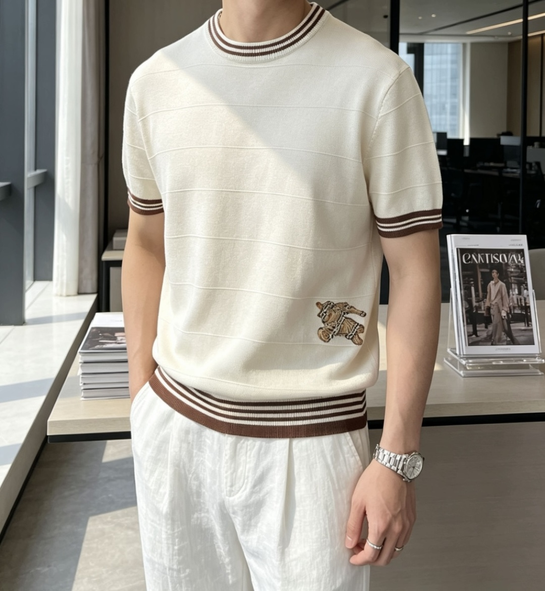 Bur 2026ss夏季新品男士针织圆领短袖衫！独家首发 采用纤维超细与高弹的伊力特纱线织造而成，质感与