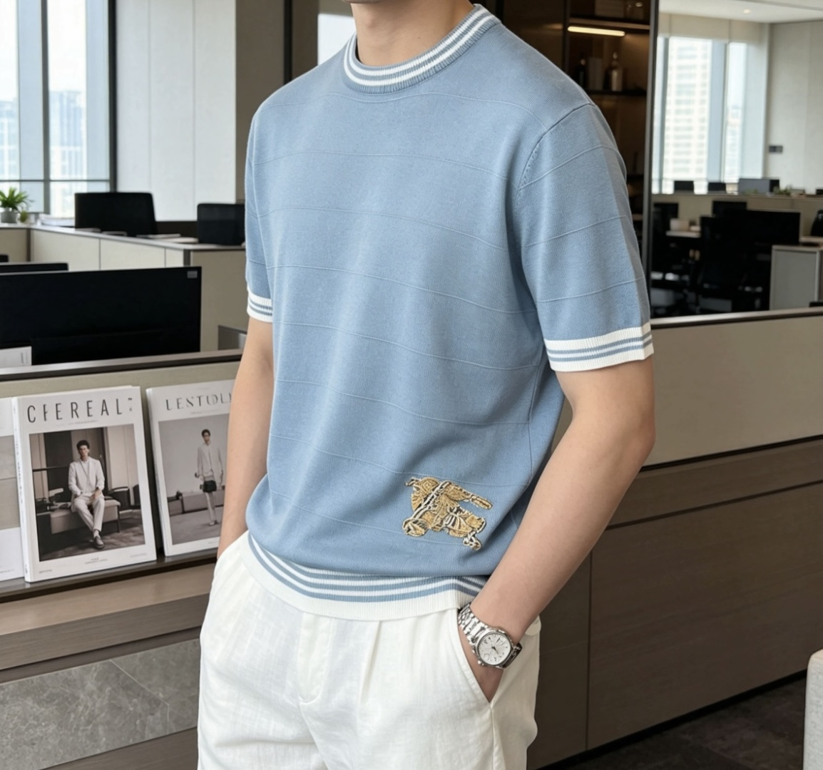 Bur 2026ss夏季新品男士针织圆领短袖衫！独家首发 采用纤维超细与高弹的伊力特纱线织造而成，质感与