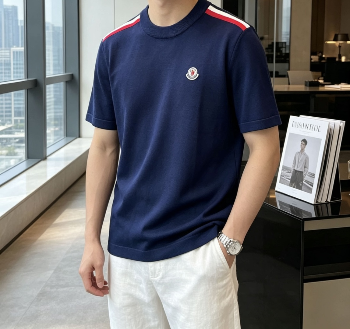 蒙口 2026ss夏季新品男士针织圆领短袖衫！独家首发 采用纤维超细与高弹的伊力特纱线织造而成，质感与纹