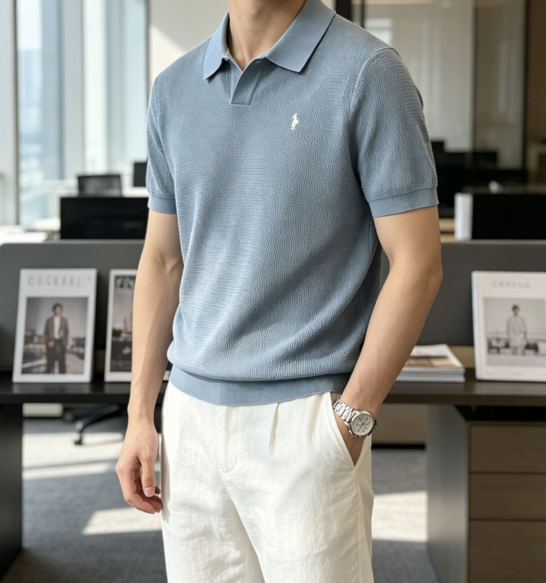 拉夫劳伦 2026ss夏季新品男士针织翻领短袖衫！独家首发 采用纤维超细与高弹的伊力特纱线织造而成，质感