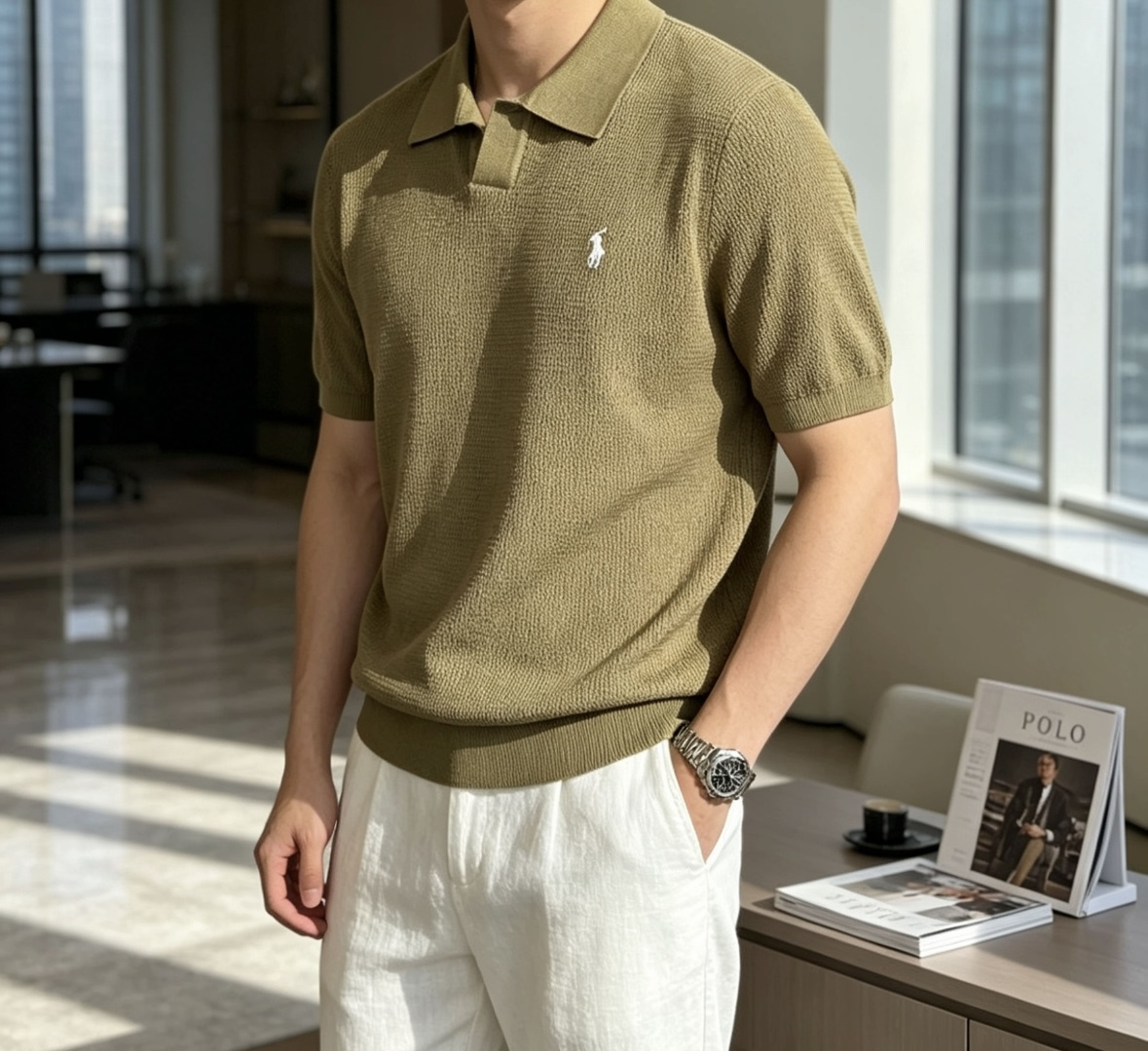 拉夫劳伦 2026ss夏季新品男士针织翻领短袖衫！独家首发 采用纤维超细与高弹的伊力特纱线织造而成，质感