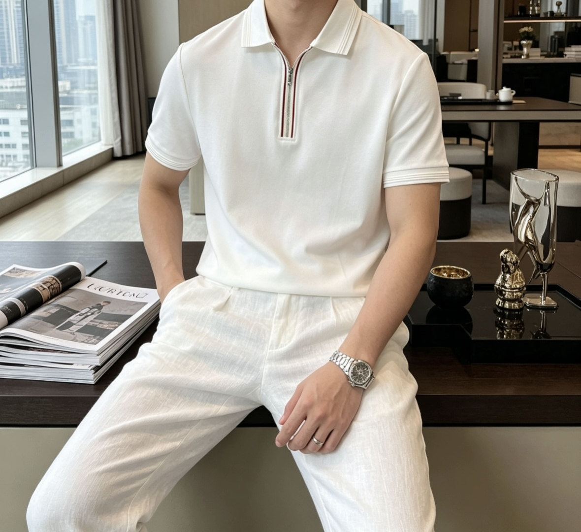 蒙口 2026春夏 官网同步 熟男 轻熟男 最爱款式 经典大气百搭商务休闲Polo领T恤 采用进口双丝光