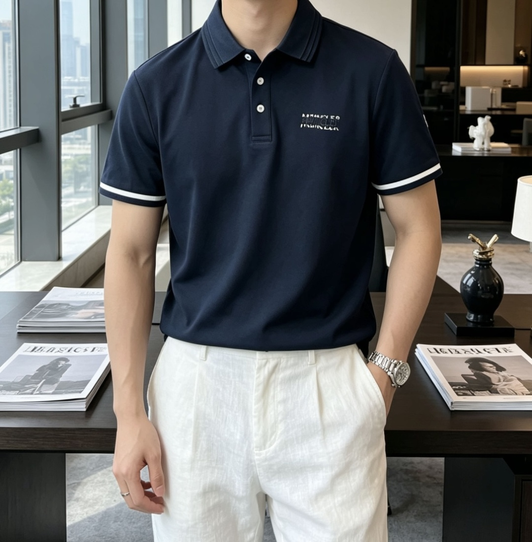 蒙口 2026春夏 官网同步 熟男 轻熟男 最爱款式 经典大气百搭商务休闲Polo领T恤 采用进口双丝光