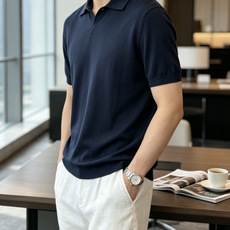 BC26SS春夏新款顶级桑蚕丝天丝混纺针织翻领短Tee,男士轻奢老钱风休闲纯色针织短袖Polo衫!贸易公 BC26SS春夏新款顶级桑蚕丝天丝混纺针织翻领短Tee,男士轻奢老钱风休闲纯色针织短袖Polo衫!贸易公