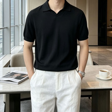 BC26SS春夏新款顶级桑蚕丝天丝混纺针织翻领短Tee,男士轻奢老钱风休闲纯色针织短袖Polo衫!贸易公 BC26SS春夏新款顶级桑蚕丝天丝混纺针织翻领短Tee,男士轻奢老钱风休闲纯色针织短袖Polo衫!贸易公