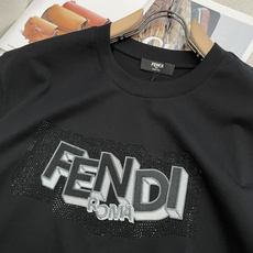 FENDI烫钻立体字母短袖|低调自带柔光贵气黑白双色经典选择,胸前3D立体渐变字母搭配满铺细碎烫钻底衬, FENDI烫钻立体字母短袖|低调自带柔光贵气黑白双色经典选择,胸前3D立体渐变字母搭配满铺细碎烫钻底衬,