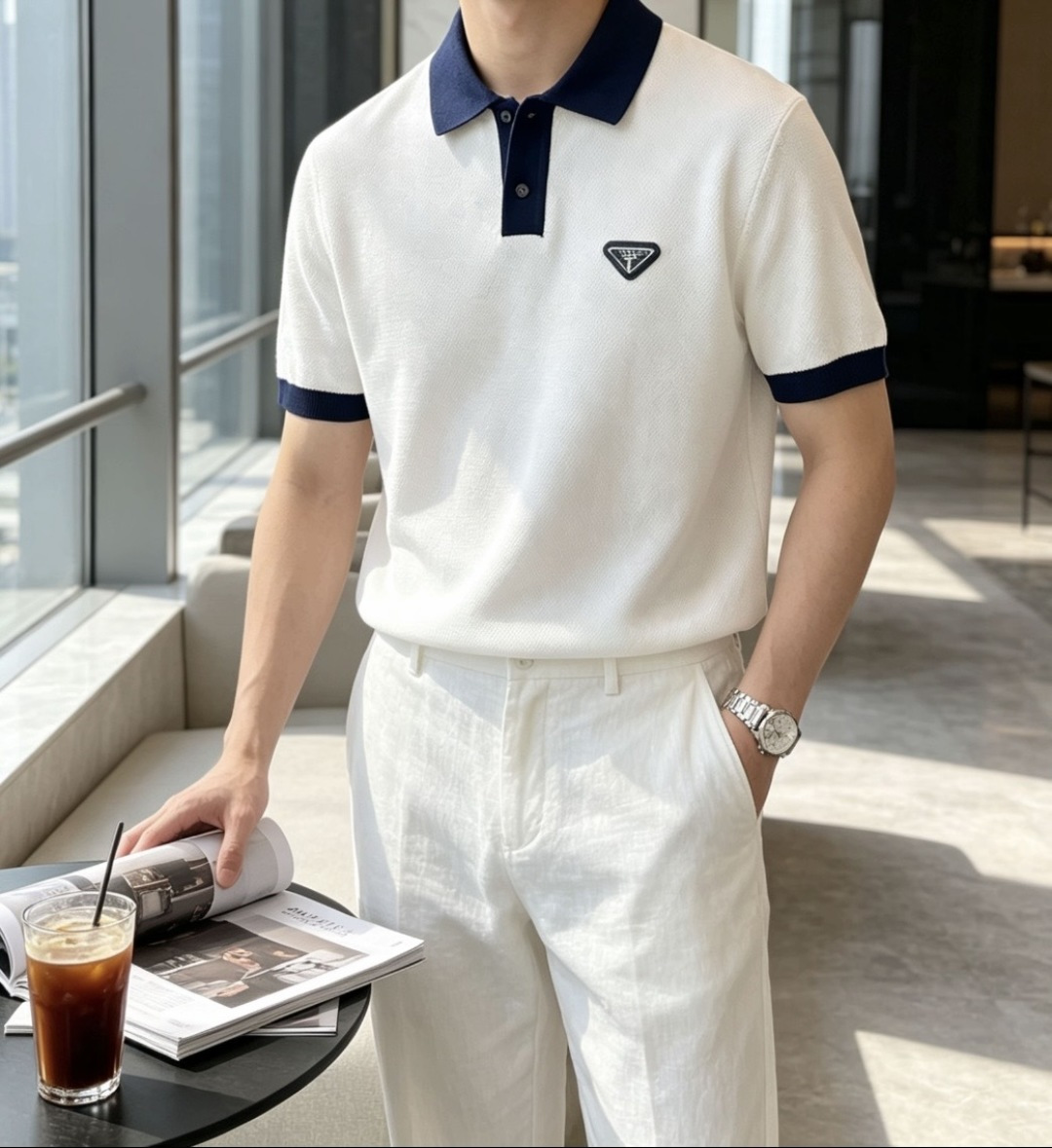 Prad 2026ss夏季新品男士针织翻领短袖衫！独家首发 采用纤维超细与高弹的伊力特纱线织造而成，质感