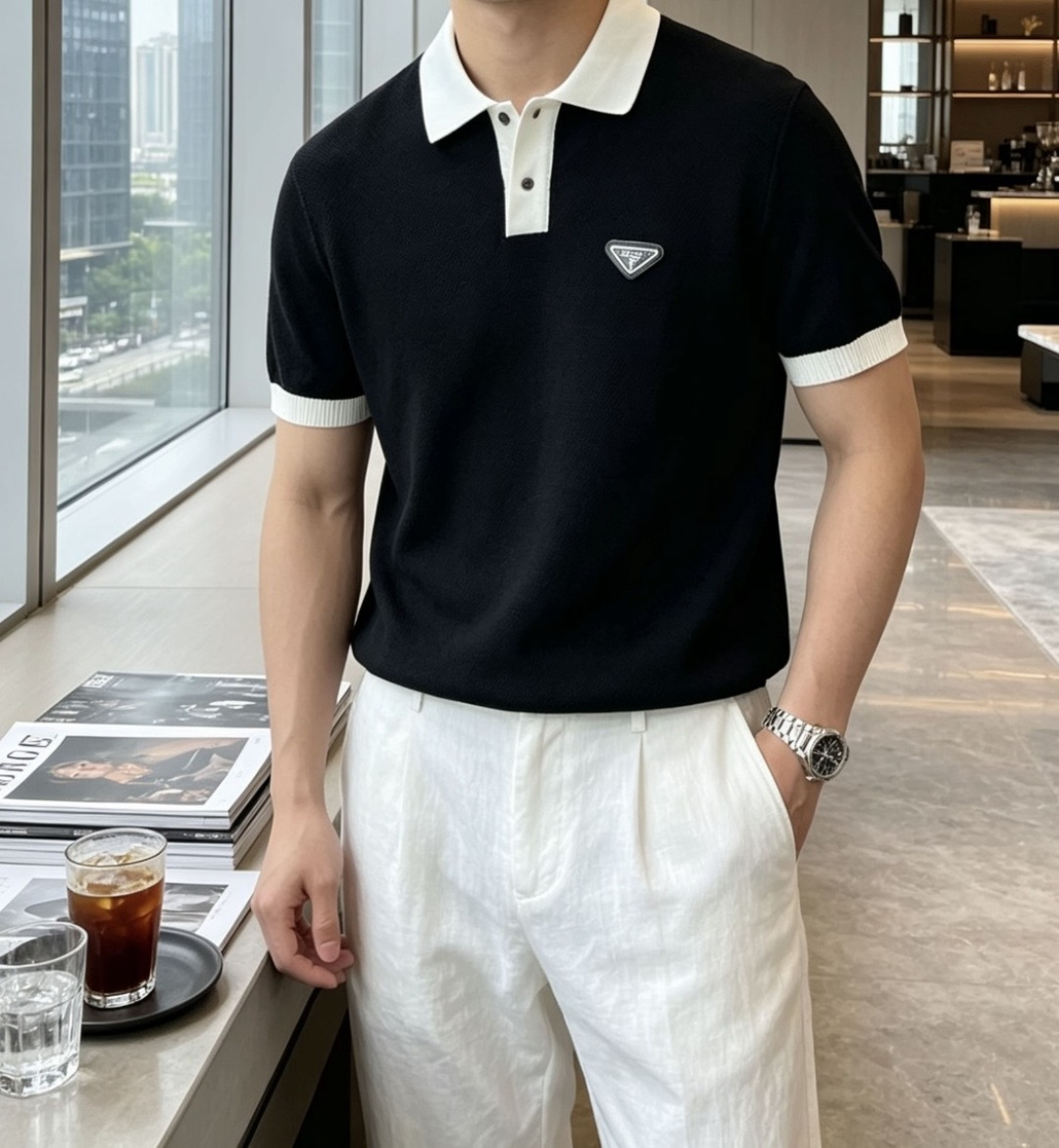 Prad 2026ss夏季新品男士针织翻领短袖衫！独家首发 采用纤维超细与高弹的伊力特纱线织造而成，质感