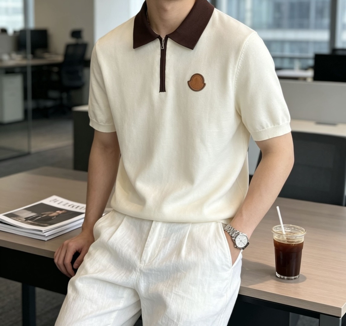 蒙口 2026ss夏季新品男士针织翻领短袖衫！独家首发 采用纤维超细与高弹的伊力特纱线织造而成，质感与纹