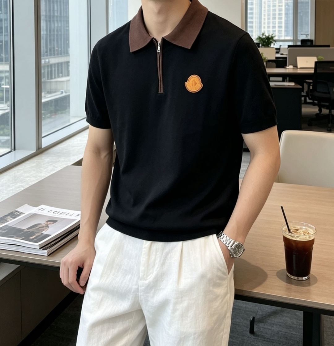 蒙口 2026ss夏季新品男士针织翻领短袖衫！独家首发 采用纤维超细与高弹的伊力特纱线织造而成，质感与纹