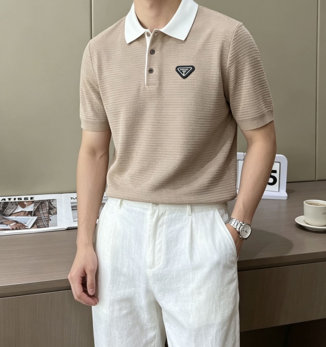 Prad 2026ss夏季新品男士针织翻领短袖衫！独家首发 采用纤维超细与高弹的伊力特纱线织造而成，质感