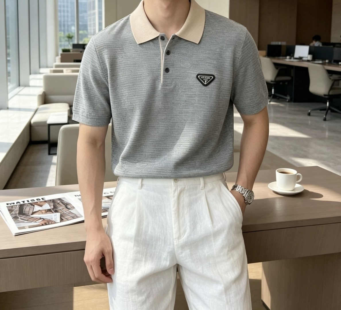 Prad 2026ss夏季新品男士针织翻领短袖衫！独家首发 采用纤维超细与高弹的伊力特纱线织造而成，质感