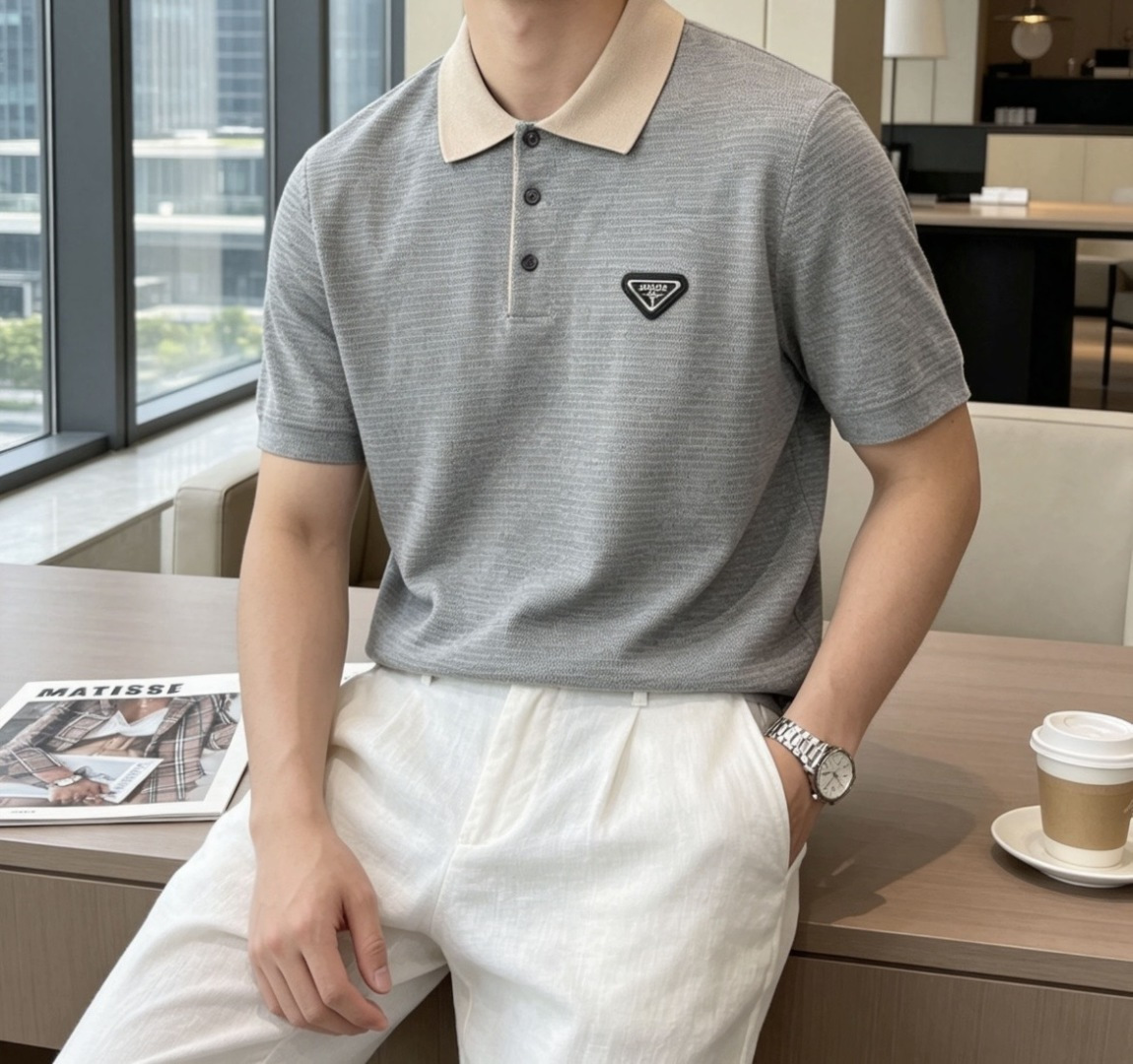 Prad 2026ss夏季新品男士针织翻领短袖衫！独家首发 采用纤维超细与高弹的伊力特纱线织造而成，质感