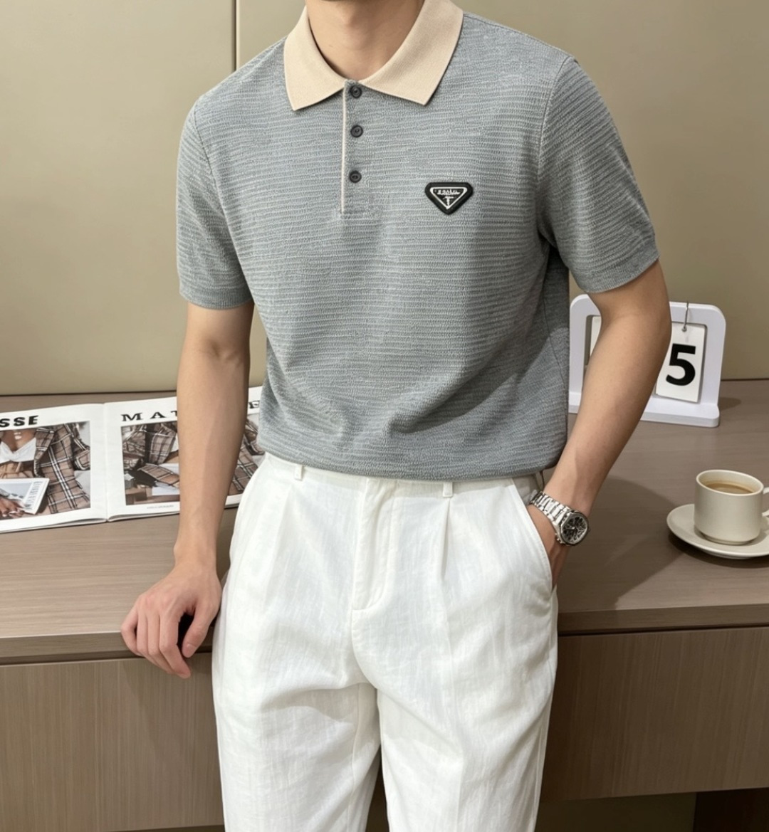 Prad 2026ss夏季新品男士针织翻领短袖衫！独家首发 采用纤维超细与高弹的伊力特纱线织造而成，质感