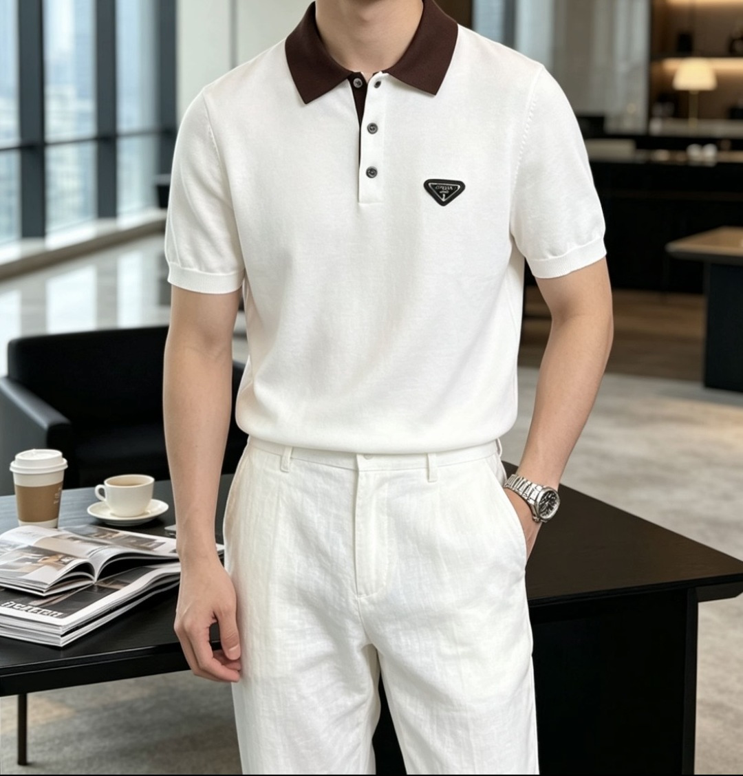 Prad 2026ss夏季新品男士针织翻领短袖衫！独家首发 采用纤维超细与高弹的伊力特纱线织造而成，质感