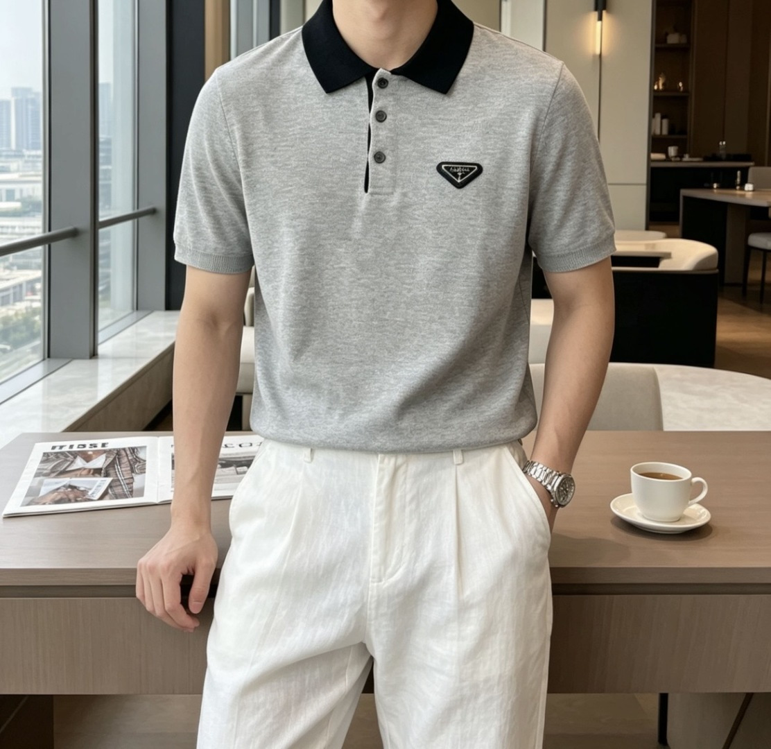 Prad 2026ss夏季新品男士针织翻领短袖衫！独家首发 采用纤维超细与高弹的伊力特纱线织造而成，质感