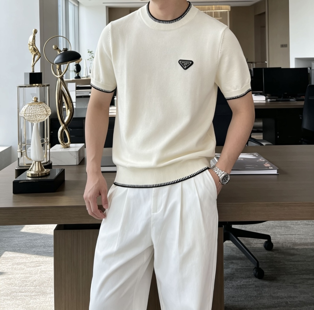 Prad 2026ss夏季新品男士针织圆领短袖衫！独家首发 采用纤维超细与高弹的伊力特纱线织造而成，质感
