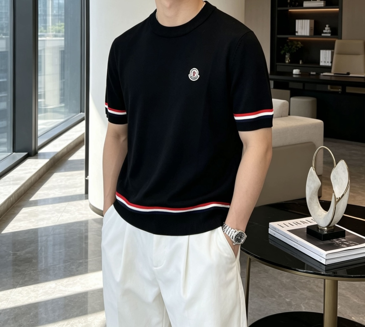 蒙口 2026ss夏季新品男士针织圆领短袖衫！独家首发 采用纤维超细与高弹的伊力特纱线织造而成，质感与纹