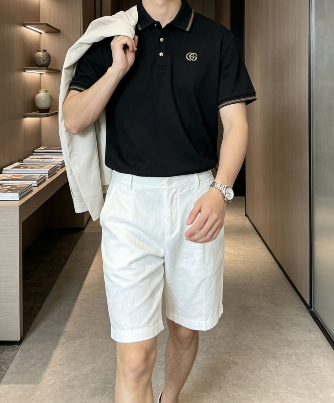 Gucc 2026春夏 官网同步 熟男 轻熟男 最爱款式 经典大气百搭商务休闲Polo领T恤 采用进口双丝光珠地棉面料 