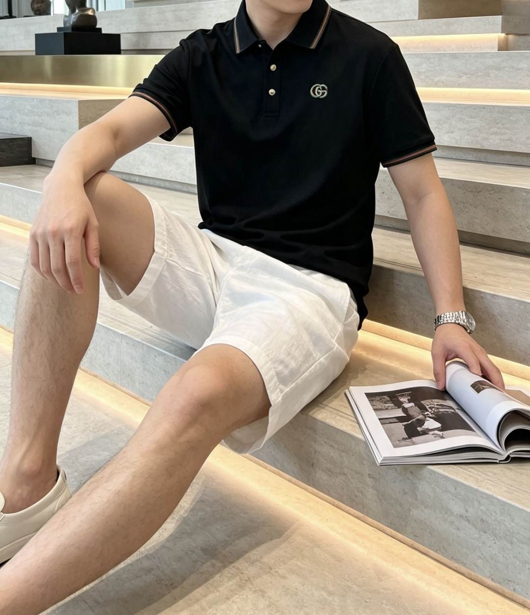 Gucc 2026春夏 官网同步 熟男 轻熟男 最爱款式 经典大气百搭商务休闲Polo领T恤 采用进口双丝光珠地棉面料 
