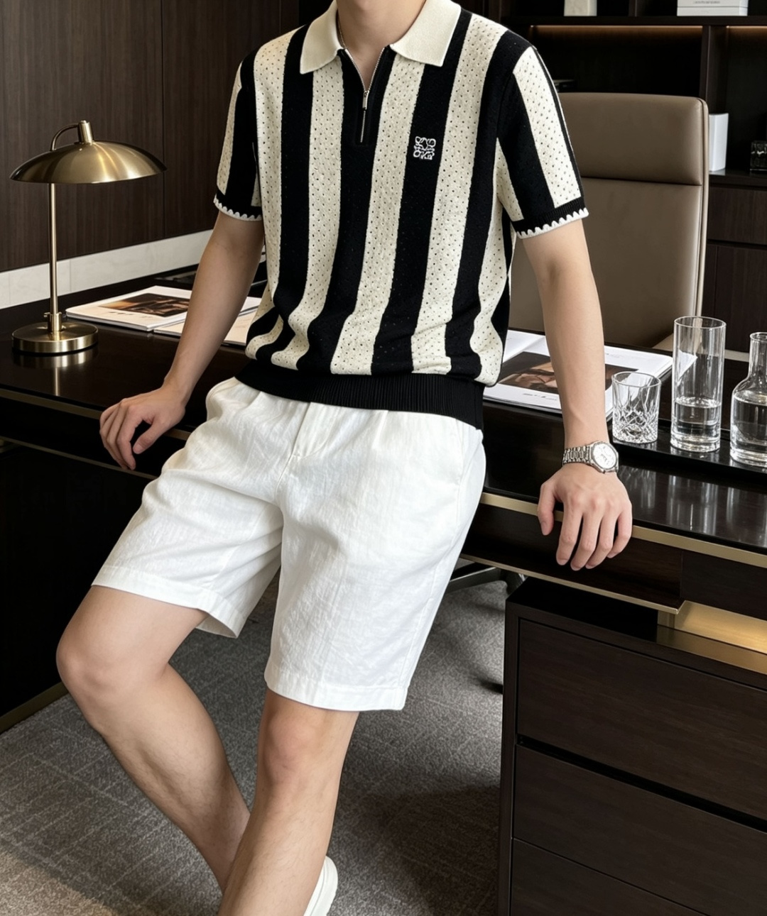 🌿Loewe 复古竖条纹半拉链针织Polo|少年感直接拉满 森林绿、藏青两色,经典配色自带慵懒高级的腔调✨ 整件是精致的 🌿Loewe 复古竖条纹半拉链针织Polo|少年感直接拉满 森林绿、藏青两色,经典配色自带慵懒高级的腔调✨ 整件是精致的