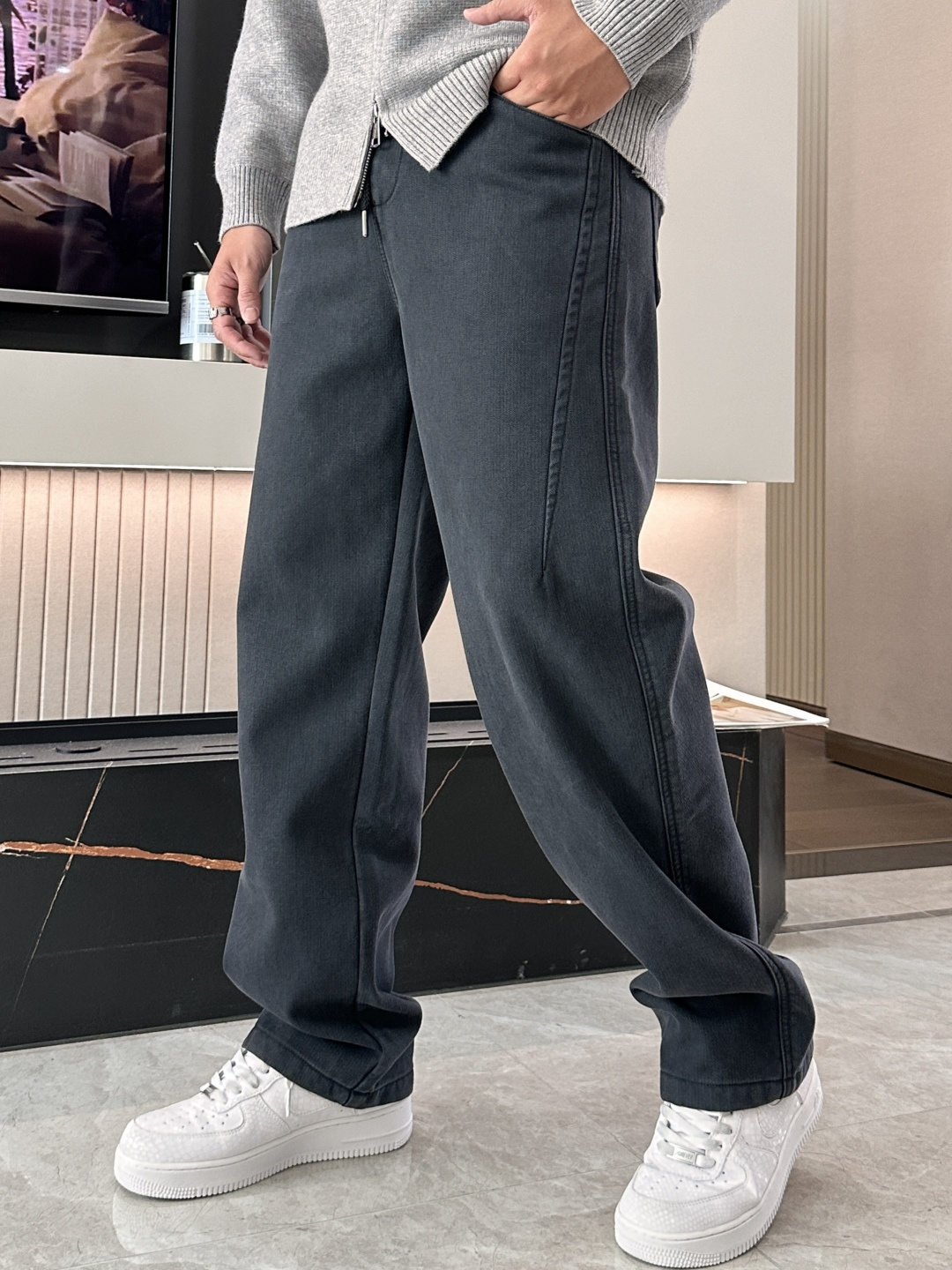 Louis Vuitton Charcoal Straight Leg Pants