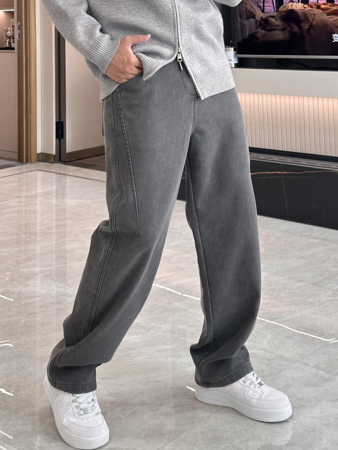 Louis Vuitton Gray Straight Leg Pants