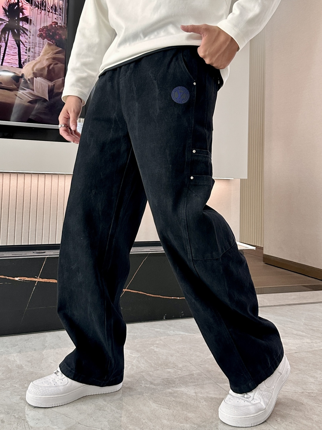 Louis Vuitton Black Wide Leg Cargo Pants