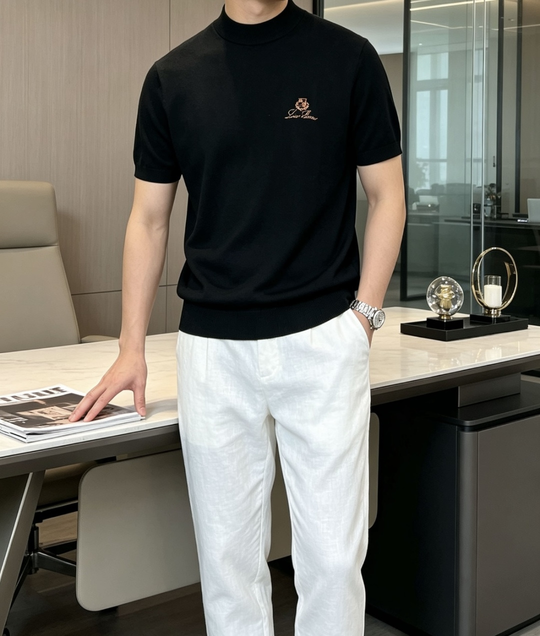Loro Piana 1966ss秋冬打底新品男士针织短袖衫！独家首发 采用纤维超细与高弹的伊力特纱线织造而成，质感与纹