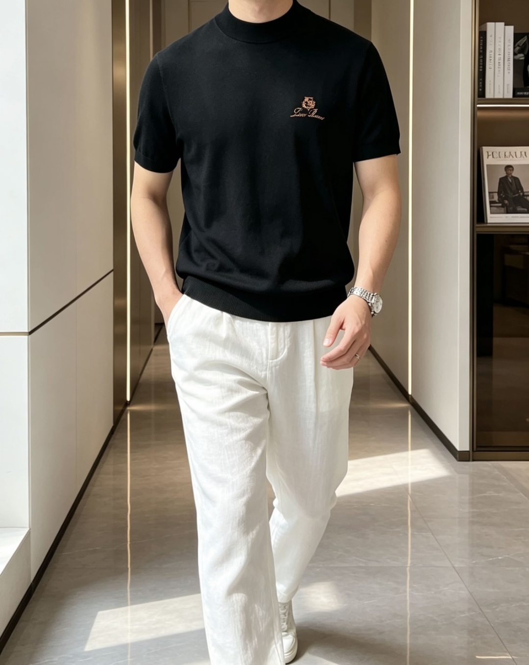 Loro Piana 1966ss秋冬打底新品男士针织短袖衫！独家首发 采用纤维超细与高弹的伊力特纱线织造而成，质感与纹