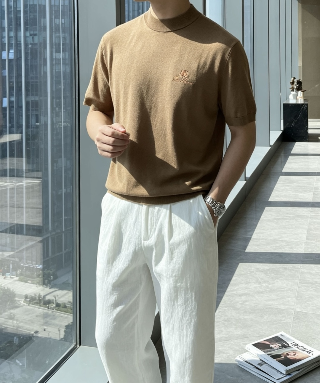 Loro Piana 1966ss秋冬打底新品男士针织短袖衫！独家首发 采用纤维超细与高弹的伊力特纱线织造而成，质感与纹