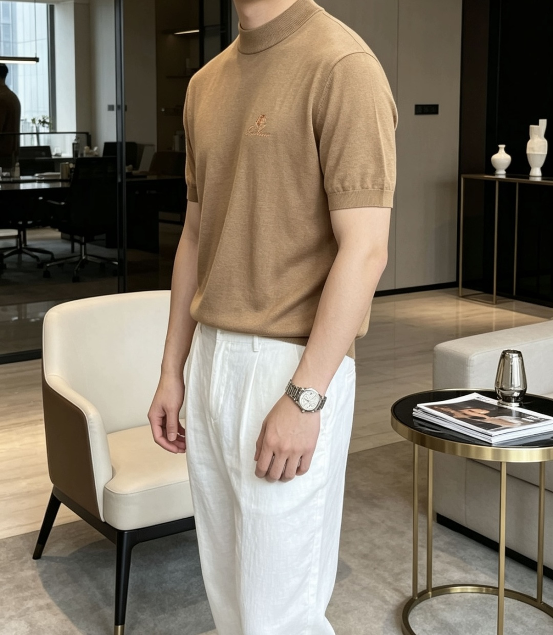 Loro Piana 1966ss秋冬打底新品男士针织短袖衫！独家首发 采用纤维超细与高弹的伊力特纱线织造而成，质感与纹