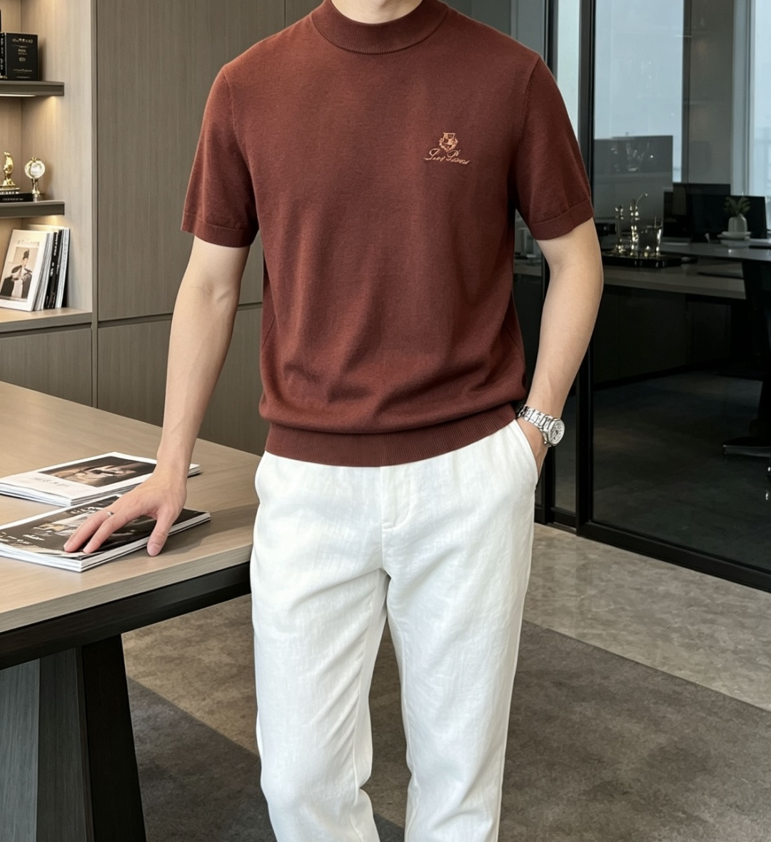Loro Piana 1966ss秋冬打底新品男士针织短袖衫！独家首发 采用纤维超细与高弹的伊力特纱线织造而成，质感与纹