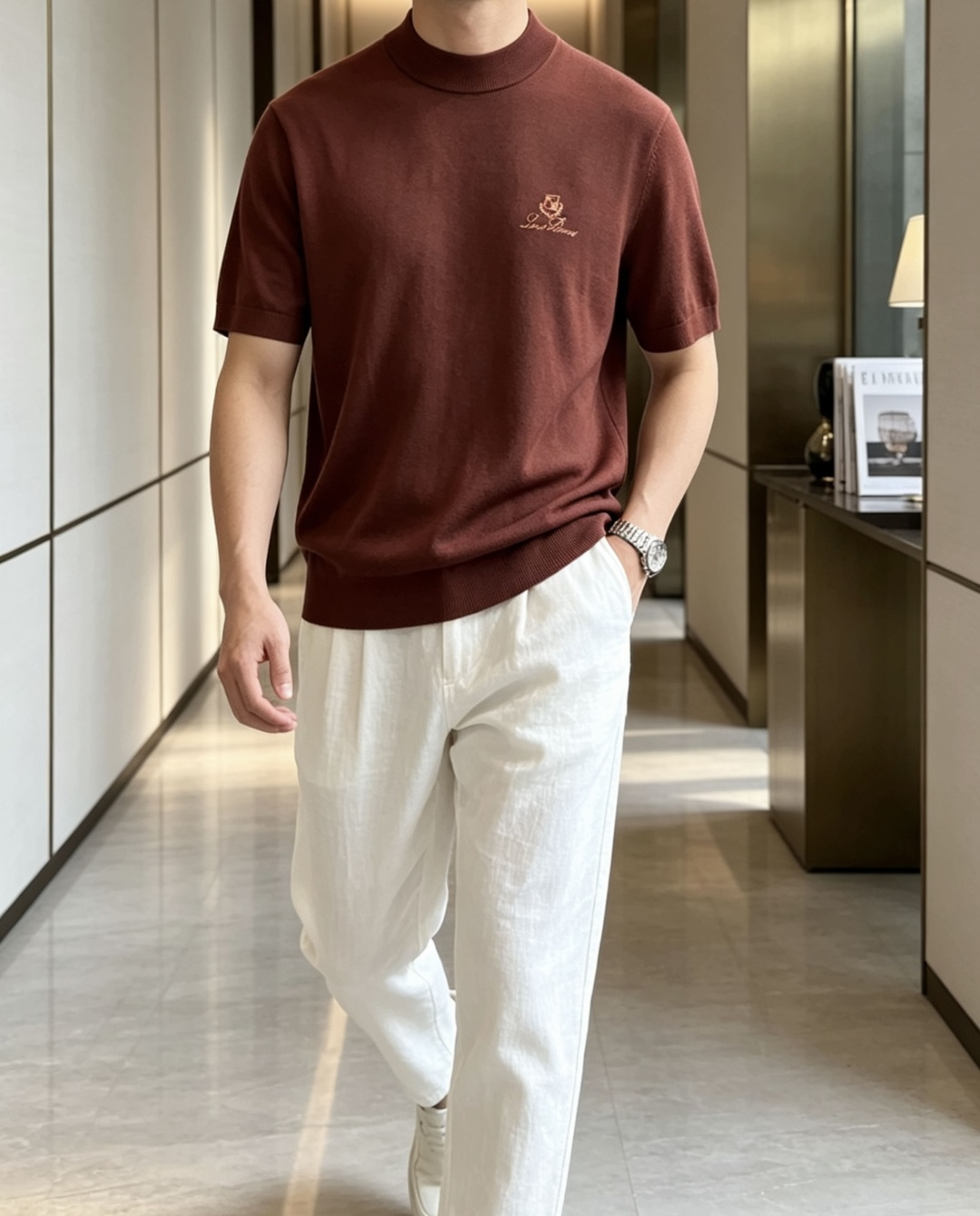Loro Piana 1966ss秋冬打底新品男士针织短袖衫！独家首发 采用纤维超细与高弹的伊力特纱线织造而成，质感与纹