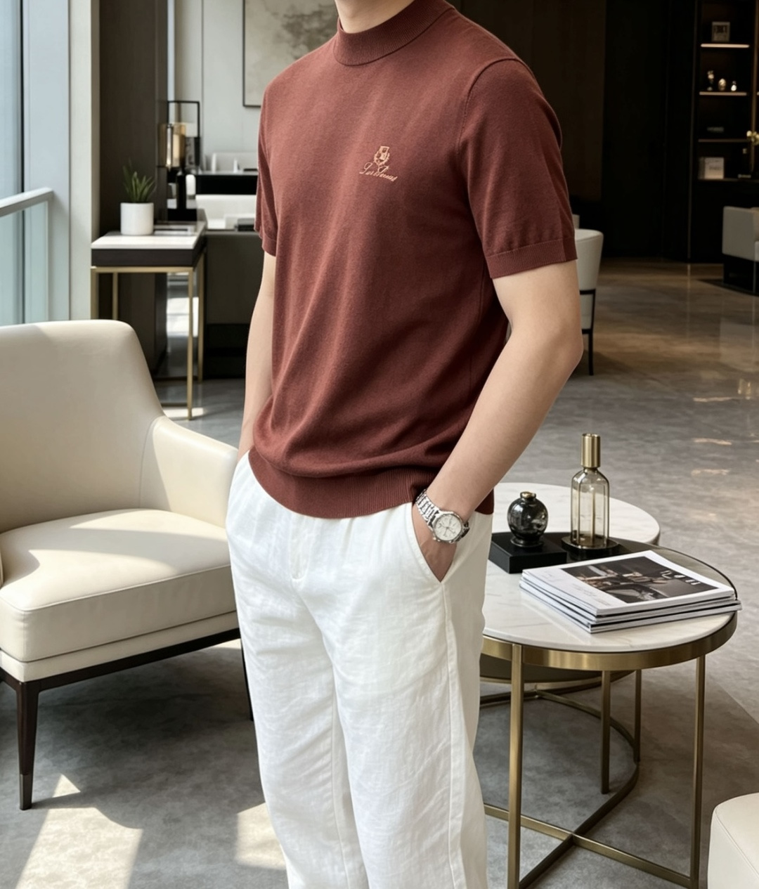 Loro Piana 1966ss秋冬打底新品男士针织短袖衫！独家首发 采用纤维超细与高弹的伊力特纱线织造而成，质感与纹