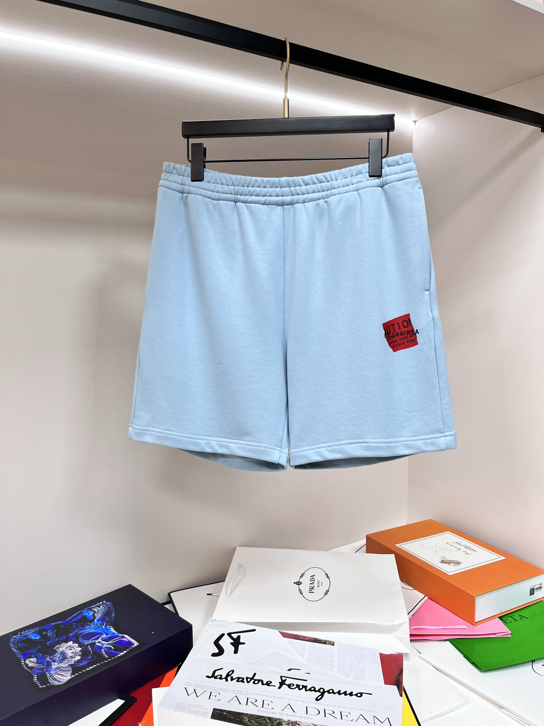 [Summer Shorts]Balenciga25ss new 2-color red tape letter shorts Balenciaga fab