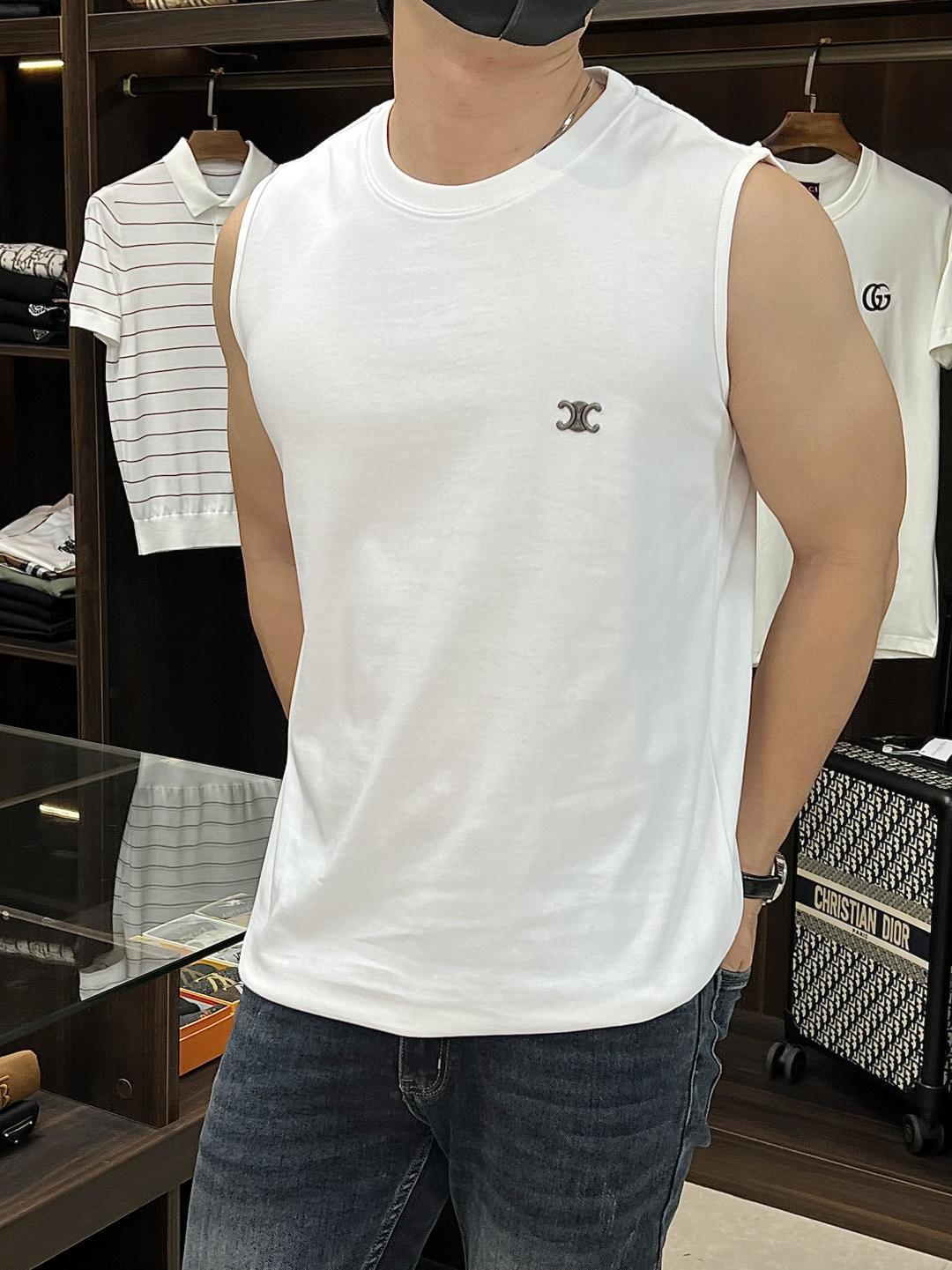 NO:441169,Main recommendation Selin 25SS early spring new vest light luxury vest vest sports and fitness simple style catwalk style round neck sleeveless T-shirt loose style great upper body effect breathable essential items for men and women daily commuting outfits Correct version Welcome to compare · 260g pure cotton double yarn sweat fabric · Special bold 32 double strand 1X1 thread in the same cylinder · Double needle thread cross-seaming process · Original model label washing tag brand moisture-proof paper packaging Color black/white/ Size S/M/L/XL,,celine,tees, t-shirt,alexander wang19860909主推 赛琳 25SS早春新款背心轻奢主义 坎肩汗背心 运动健身 简约风 走秀款 圆领无袖T恤衫 宽松版型 上身效果很赞 透气 男女日常通勤穿搭必备单品 正确版本 欢迎对比 · 260克 纯棉双纱汗布面料  · 同缸定染特种加粗32支双股1X1螺纹 · 双针车线跨缝工艺 · 原版主唛水洗吊牌品牌防潮纸包装 颜色黑色/白色/ 尺码S/M/L/XL,,celine,tees，t-shirt,alexander wang,Men's clothing