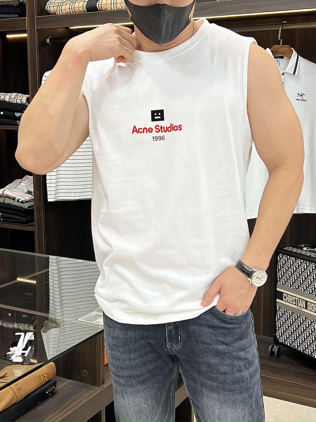 NO:441187,Mainly recommended Acne 25SS early spring new vest light luxury vest vest sports and fitness simple style catwalk style round neck sleeveless T-shirt loose style great upper body effect breathable essential items for men and women daily commuting outfits Correct version Welcome to compare · 260g pure cotton double yarn sweat fabric · Special bold 32 double strand 1X1 threads · Double needle thread cross-seaming craft · Original model label washing tag brand moisture-proof paper packaging Color black/white/ Size S/M/L/XL,,acne studios,tees, t-shirt,alexander wang19860909主推 Acne 25SS早春新款背心轻奢主义 坎肩汗背心 运动健身 简约风 走秀款 圆领无袖T恤衫 宽松版型 上身效果很赞 透气 男女日常通勤穿搭必备单品 正确版本 欢迎对比 · 260克 纯棉双纱汗布面料  · 同缸定染特种加粗32支双股1X1螺纹 · 双针车线跨缝工艺 · 原版主唛水洗吊牌品牌防潮纸包装 颜色黑色/白色/ 尺码S/M/L/XL,,acne studios,tees，t-shirt,alexander wang,Men's clothing