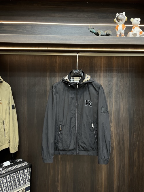 Burberry Men's Hooded Jacket with Checkered Lining and Horseferry Logo 1 Burberry Men's Hooded Jacket with Checkered Lining and Horseferry Logo