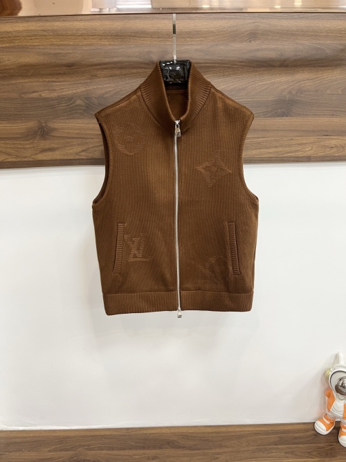 Louis Vuitton Wool Knit Sleeveless Zip-Up Vest Brown 1 Louis Vuitton Wool Knit Sleeveless Zip-Up Vest Brown