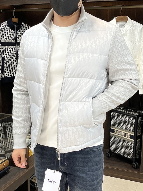 Dior 2025 Stand Collar Down Jacket with Jacquard Fabric and Wool Sleeves 1 Dior 2025 Stand Collar Down Jacket with Jacquard Fabric and Wool Sleeves