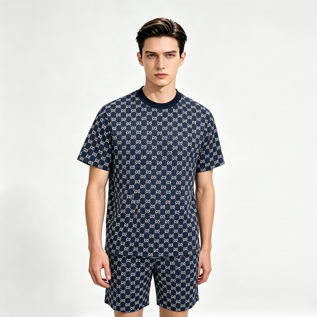 NO:777100,Mainly recommending Gucci's new spring short-sleeved Gucci pure cotton short-sleeved shorts suit, pure cotton shorts suit, the upper body effect is great, a leisure and holiday boutique!  Light luxury style, simple and elegant!  Size M-XXXL H2026 new model first release,,gucci,shorts,T-shirt,19860909主推 Gucci 春季新款短袖古奇纯棉短袖短裤套装,纯棉短裤套装,上身效果非常棒,休闲度假精品！轻奢风格简约大气！ 尺码M-XXXL H2026新款首发,,gucci,shorts,T-shirt,,Men's clothing