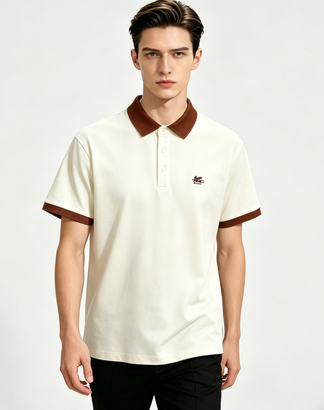 NO:849584,We mainly recommend Etro's new spring short-sleeved pure cotton lapel short-sleeved T-shirts, business fashion pure cotton T-shirts, the upper body effect is very atmospheric with the logo embroidery on the chest, and the sweat-absorbent and breathable panels are a stylish leisure and vacation boutique!  Light luxury style, simple and elegant!  Size M-XXXL H2026 new release, T-shirt, tees, t-shirt,19860909主推 Etro 春季新款短袖纯棉翻领短袖T恤,商务时尚纯棉T恤,胸前logo刺绣款上身效果非常大气,吸汗透气板正有型休闲度假精品！轻奢风格简约大气！ 尺码M-XXXL H2026新款首发,,T-shirt,tees，t-shirt,,Men's clothing