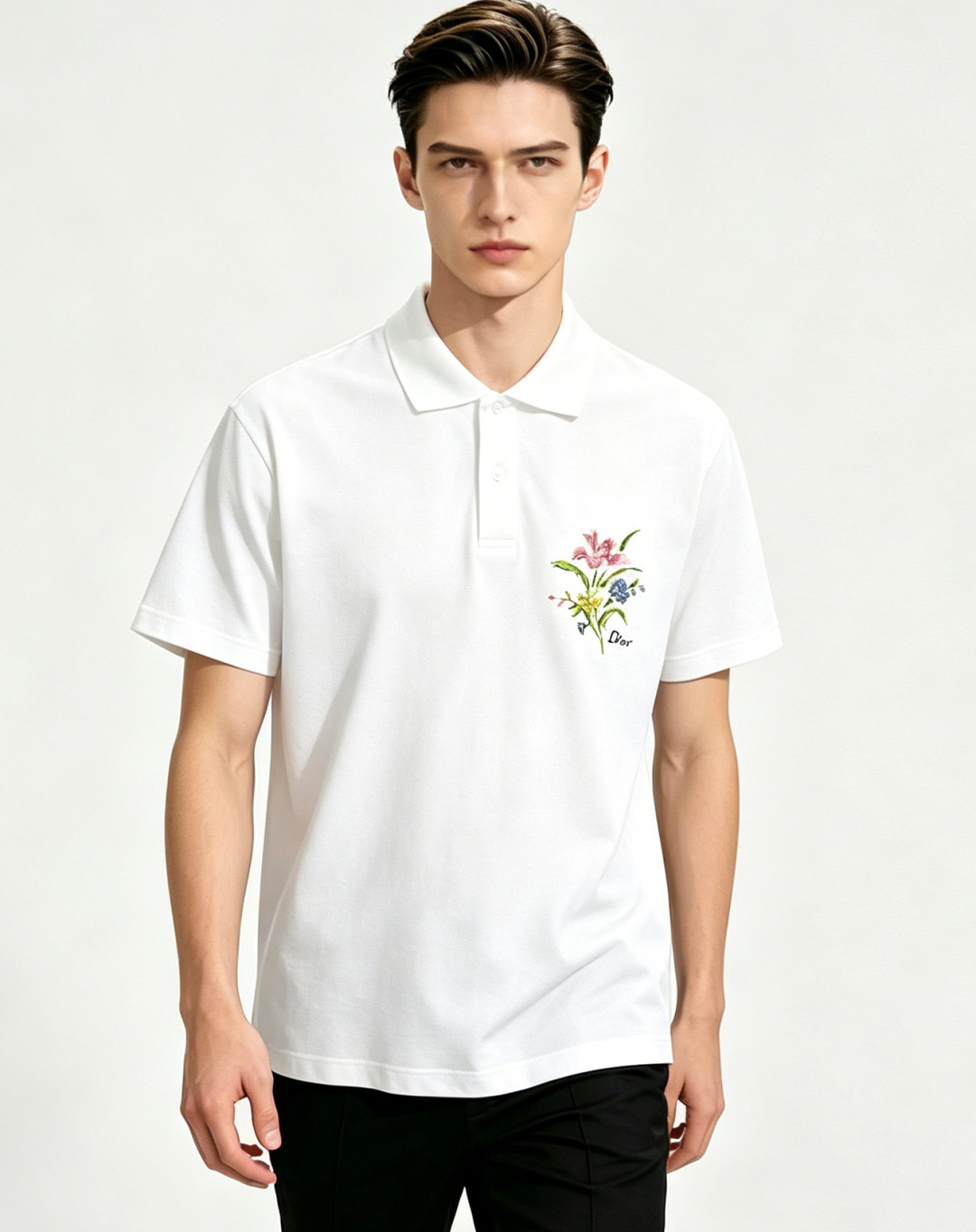 NO:915087,The main recommendation is Dior's new floral Polo shirt. This Dior has super exquisite floral embroidery on the chest, classic lapel + lettering two-button design, simple and elegant tailoring, and can be easily worn in daily or light formal occasions. The fabric is breathable and comfortable, perfect for summer! The floral embroidery details make the whole look more artistic. Pair it with casual pants or jeans, and you can easily get a high-end look!  Color White Blue Size S M L XL H2026,,dior,dior,jeans,19860909主推 Dior新款花卉Polo衫,迪奥这款胸前花卉刺绣超精致,经典翻领+刻字两粒扣设计,剪裁简约大方,日常或轻正式场合都能轻松驾驭.面料透气舒适,夏天穿超合适!花卉刺绣细节让整体更有艺术感,搭配休闲裤或牛仔裤,轻松get高级感穿搭！ 颜色白色 蓝色 码数S M L XL H2026,,dior,dior,jeans,,Men's clothing