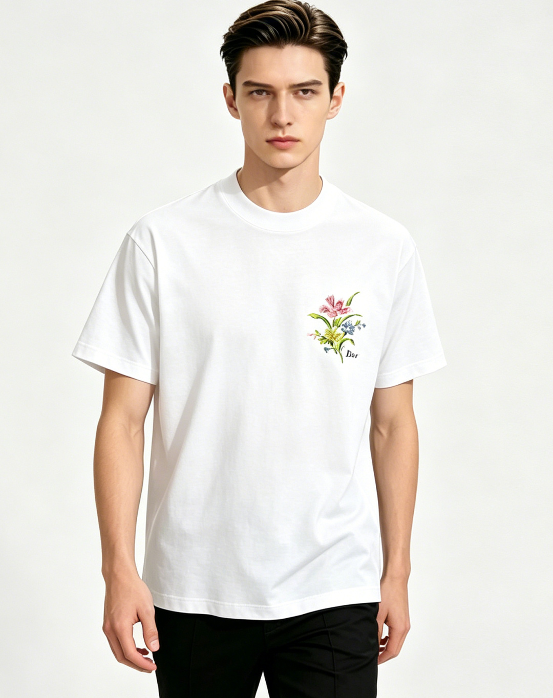 NO:915091,Mainly recommend Dior's new floral embroidery printed short-sleeved T-shirt. Dior's exquisite floral embroidery printing technology on the chest has soft colors, full of details, elegant and romantic, and a simple round neck design. It is versatile and the embroidery technology is very recognizable. It goes well with jeans or casual pants, and you can easily get a sense of luxury! Suitable for you who like exquisite life. Color black white code size S M L XL H2026, dior, dior, jeans, T-shirt, tees, t-shirt,19860909主推 Dior 新款花卉刺绣印花短袖T恤,迪奥这款胸前精致花卉刺绣印花工艺,色彩柔和,细节满满,优雅又浪漫,圆领设计简约.百搭,刺绣工艺超有辨识度,随便搭牛仔裤或休闲裤都很出彩,轻松 get高级感!适合喜欢精致生活的你 颜色黑色 白色 码数S M L XL H2026,,dior,dior,jeans,T-shirt,tees，t-shirt,,Men's clothing