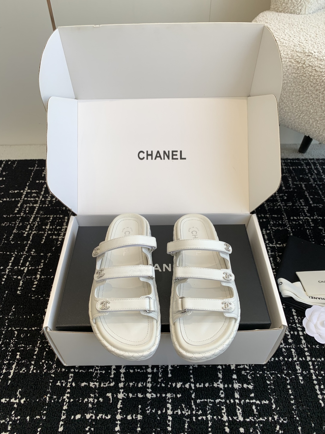 Chanel Shoes Sandals Slippers Gold Hardware Sheepskin Spring/Summer Collection Beach