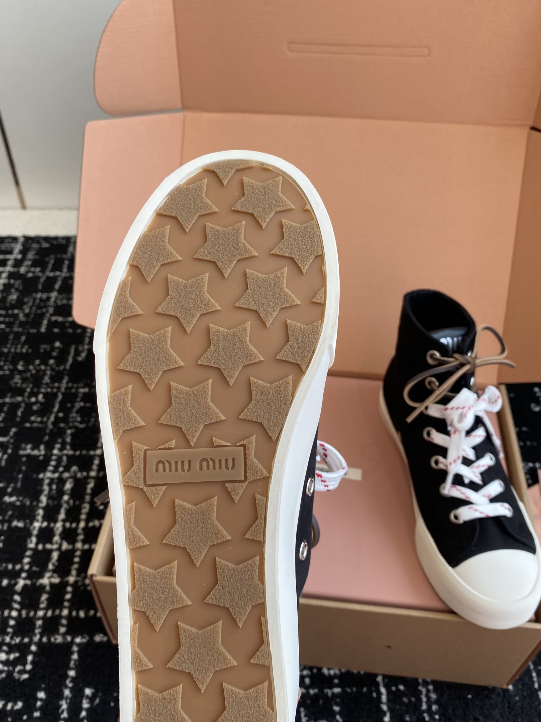 代购级（官网同步✈️盒包装）MiuMiu缪缪 25ss 最新款美式复古风 双鞋带 帆布 半拖 中绑 高绑