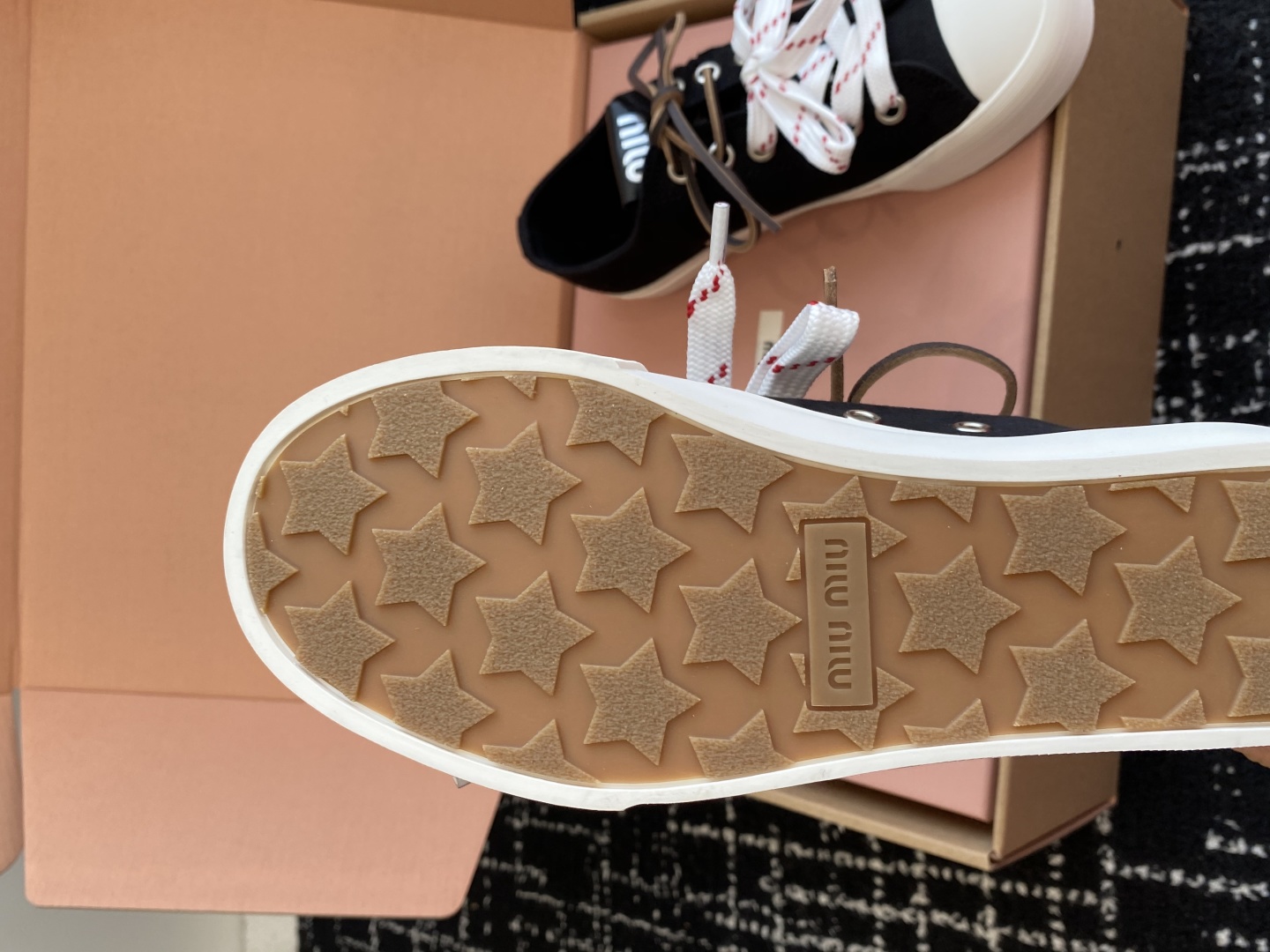 代购级（官网同步✈️盒包装）MiuMiu缪缪 25ss 最新款美式复古风 双鞋带 帆布 半拖 中绑 高绑