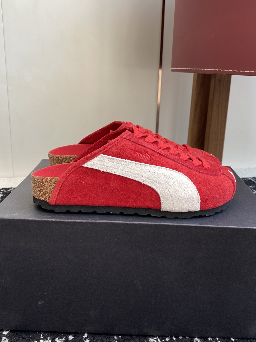 代购级puma x Birkenstock 彪马x勃肯鞋情侣款 包头鞋皮革绒面双扣时尚休闲平底鞋 牛皮绒