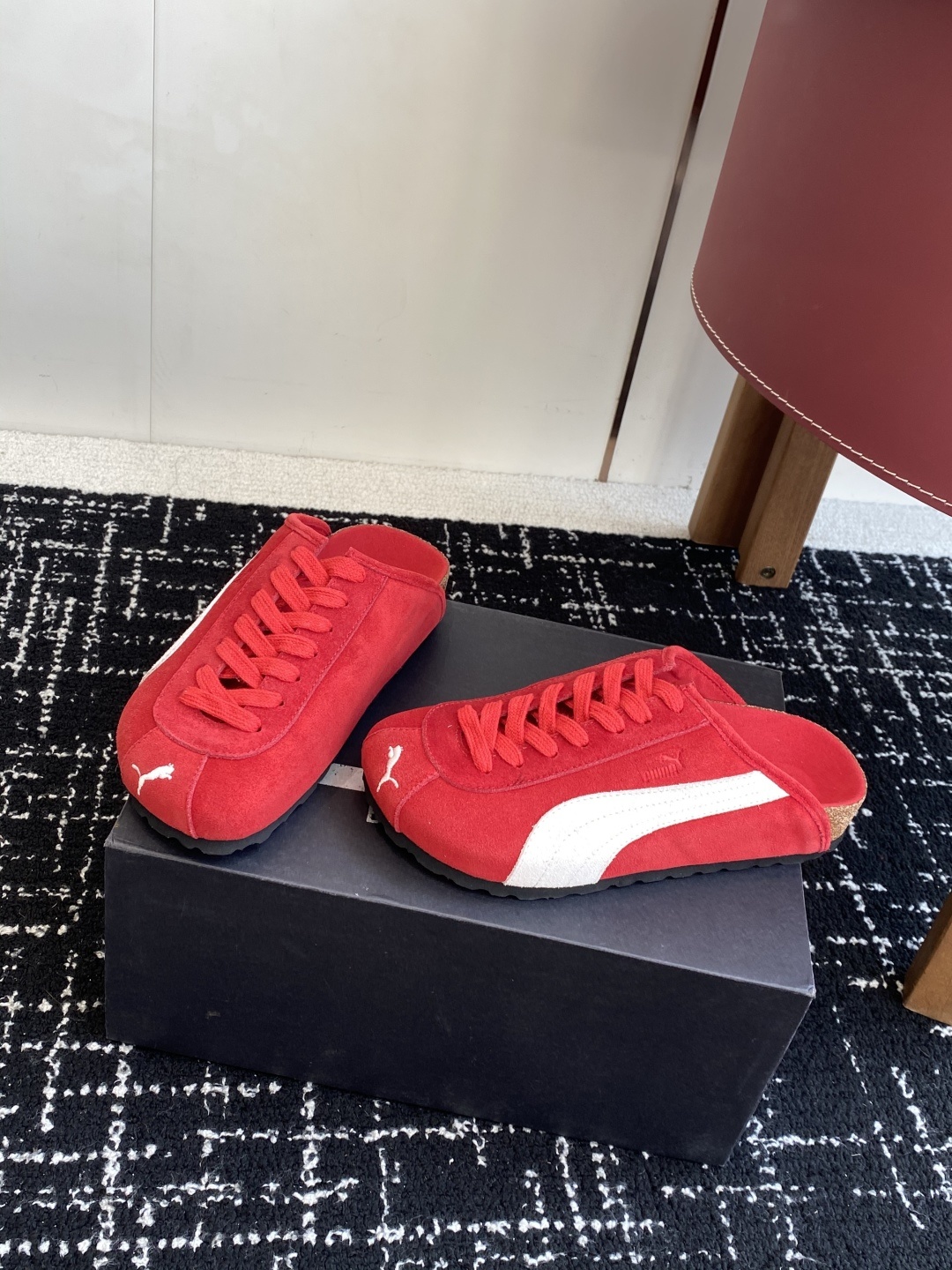 代购级puma x Birkenstock 彪马x勃肯鞋情侣款 包头鞋皮革绒面双扣时尚休闲平底鞋 牛皮绒